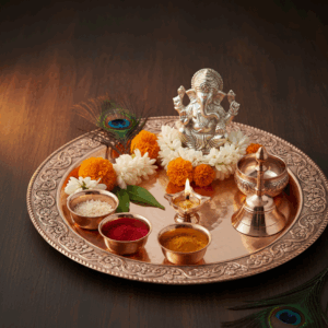traditional copper puja thali