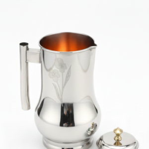 Stainless steel copper water jug 1.75 litre with decorative design and lid