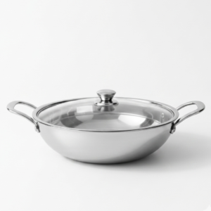 triply stainless steel kadhai with lid main image white background